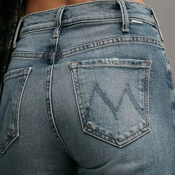 NWT MOTHER The Hustler Roller Sneak High-Rise Wide-Leg Jeans